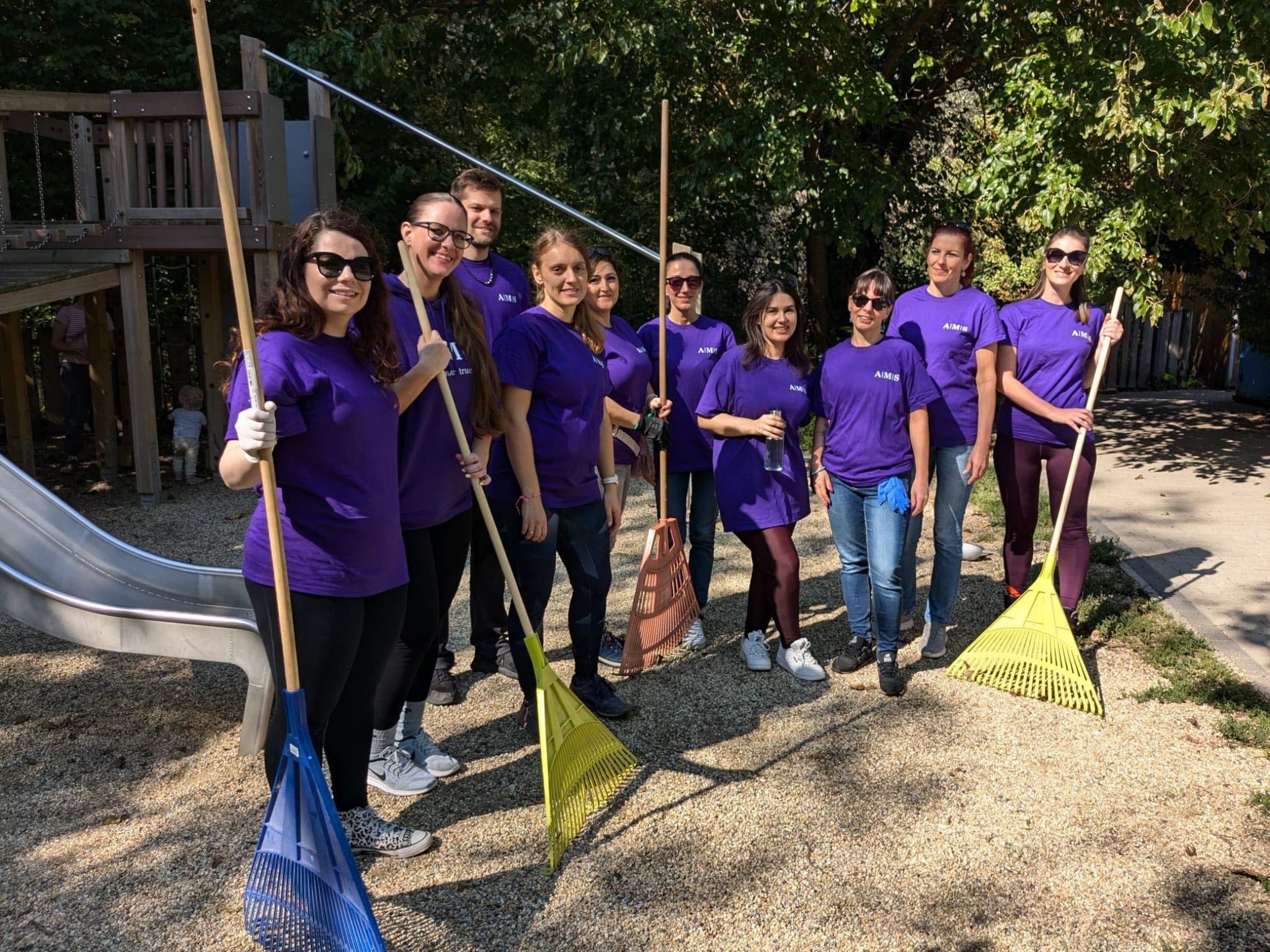 AMS employees in United States doing a children's part clean up