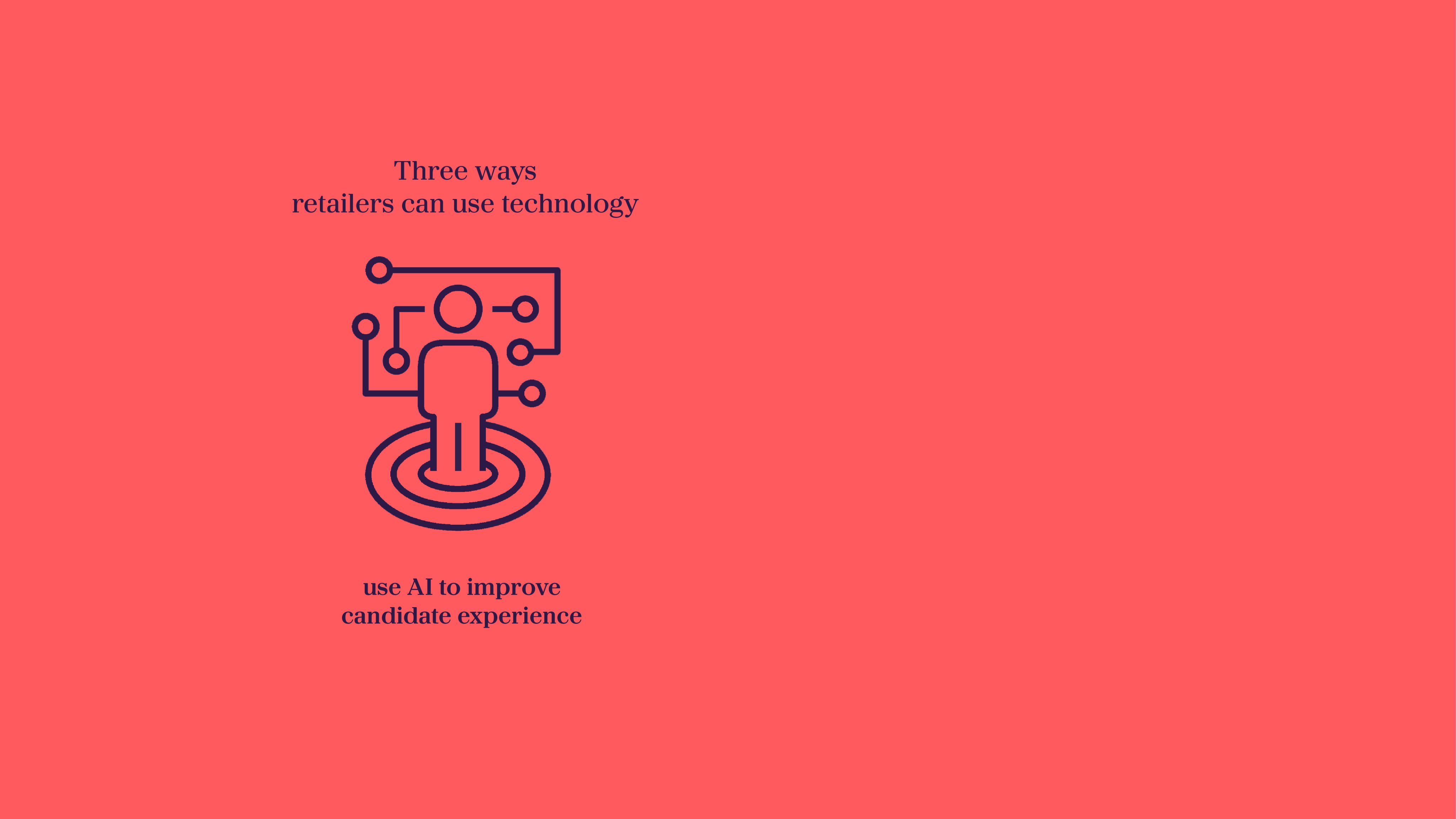 Human figure embedded in an electronic circuit, graphic representing one of three ways retailers can use technology - using AI to improve candidate experience